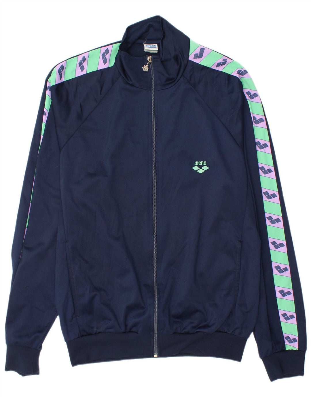 Arena Mens Graphic Tracksuit Top Jacket Large Navy Blue Colourblock