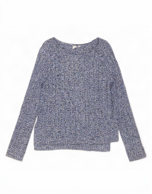 Gap Womens Boat Neck Jumper Sweater UK 14 Medium Blue Flecked Cotton