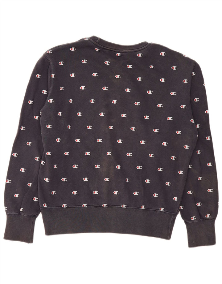 Champion Womens Oversized Graphic Sweatshirt Jumper UK 10 Small Black