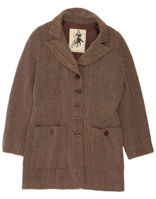 Mariella Burani Womens Longline 5 Button Blazer Jacket UK 16 Large Brown
