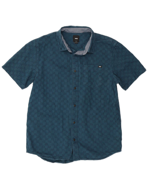 Vans Mens Short Sleeve Classic Fit Shirt Medium Blue Geometric