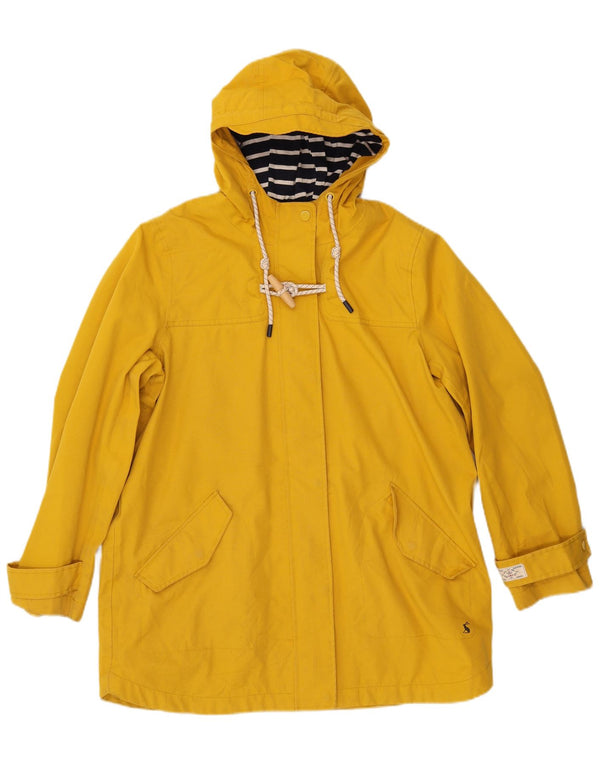 JOULES Womens Hooded Raincoat UK 14 Large Yellow Polyester