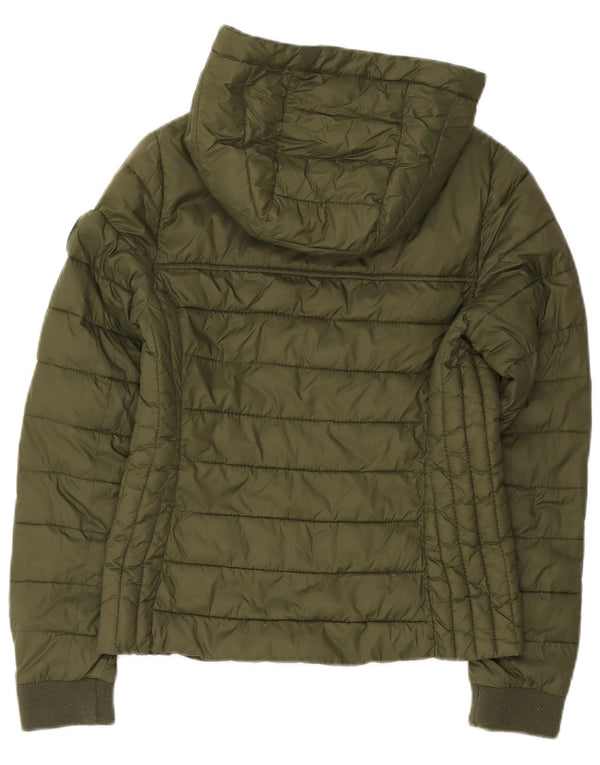 Hollister Womens Hooded Padded Jacket UK 10 Small Khaki Nylon