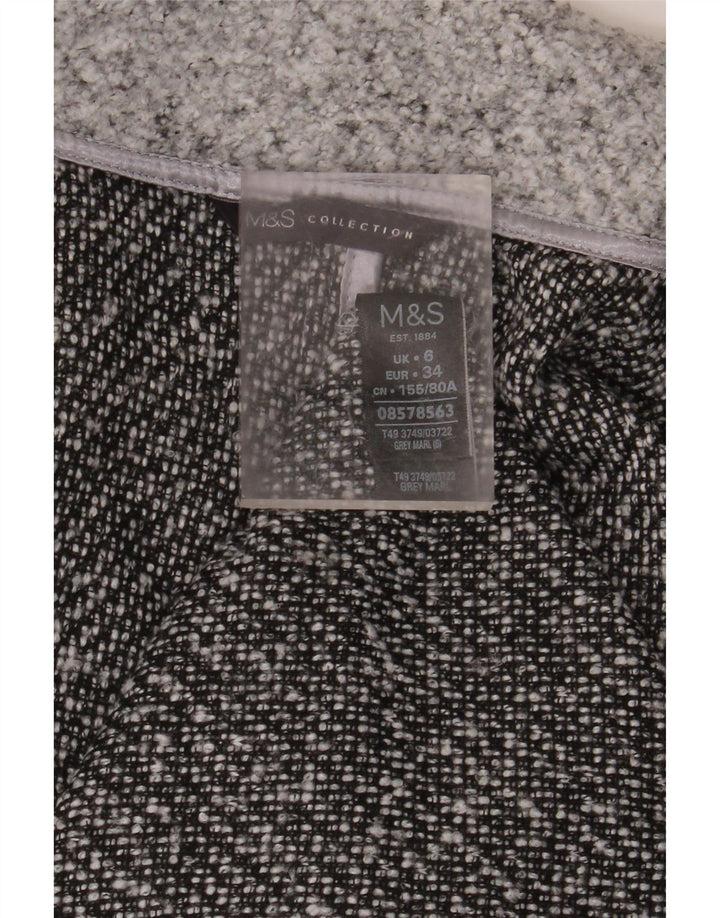 MARKS & SPENCER Womens Oversized Open Overcoat UK 6 XS Grey Flecked