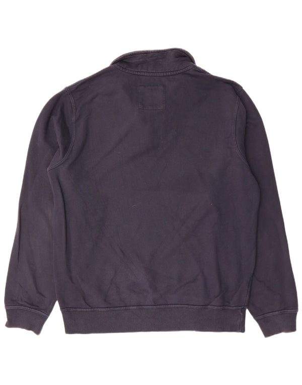 CREW CLOTHING Mens Zip Neck Sweatshirt Jumper Large Navy Blue Cotton