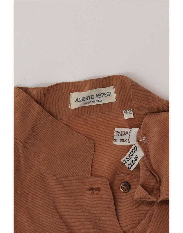 Alberto Aspesi Womens Shirt Blouse IT 42 Medium Brown Silk