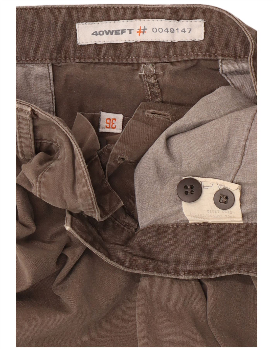 40Weft Mens Cargo Shorts W36 Large  Grey Cotton