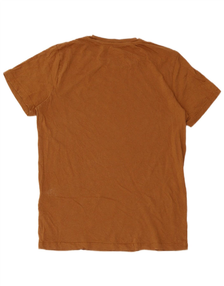 Jack & Jones Mens Graphic T-Shirt Top Small Brown Cotton