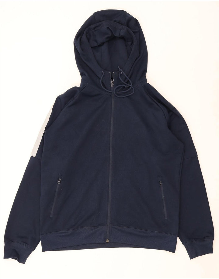 Nike Mens Zip Hoodie Sweater Large Navy Blue Colourblock Polyester