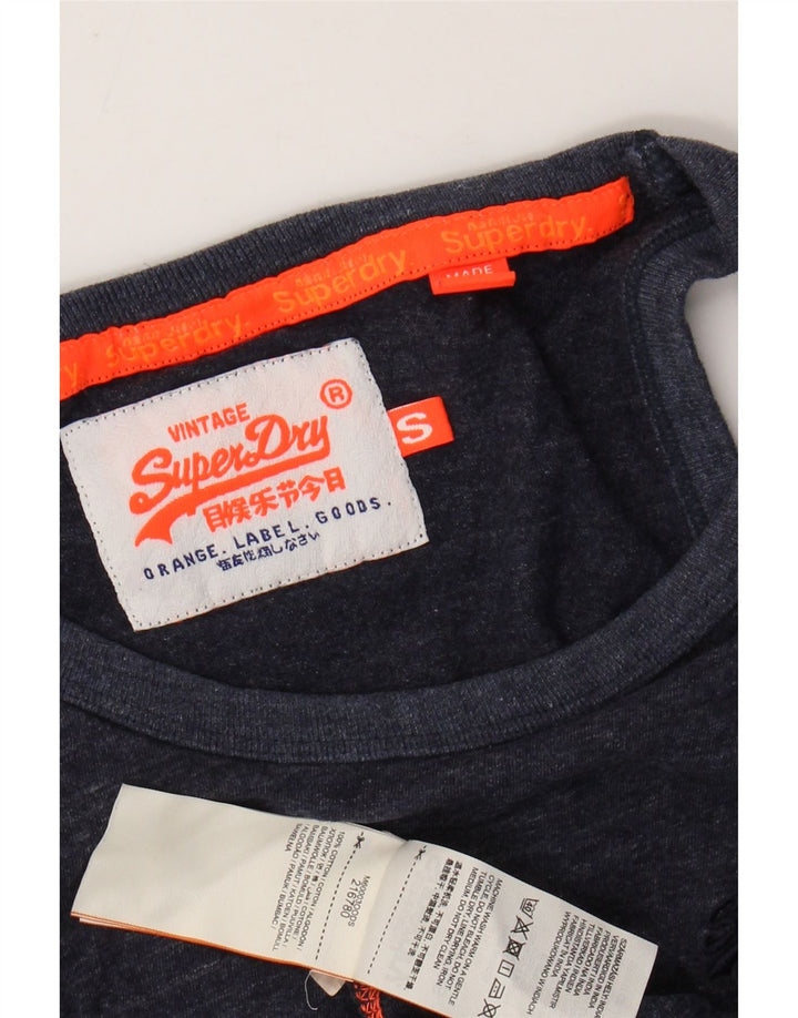 SUPERDRY Mens Vest Top Small Navy Blue Flecked Cotton