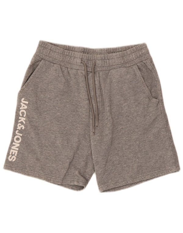 Jack & Jones Mens Graphic Sport Shorts Small Grey Flecked Cotton