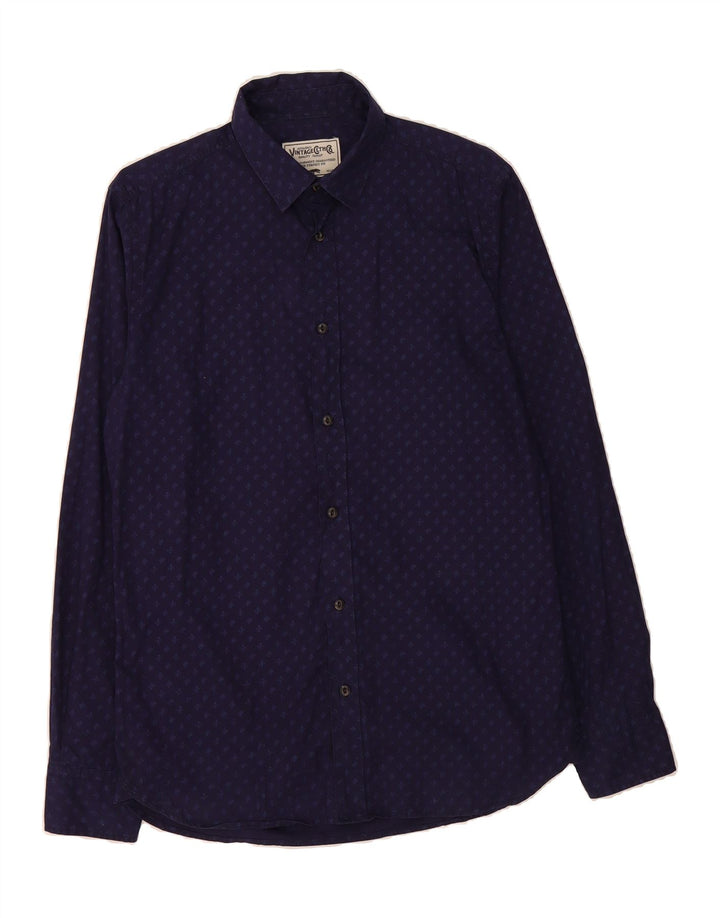 JACK & JONES Mens Shirt Medium Navy Blue Floral Cotton Vintage Jack & Jones and Second-Hand Jack & Jones from Messina Hembry 