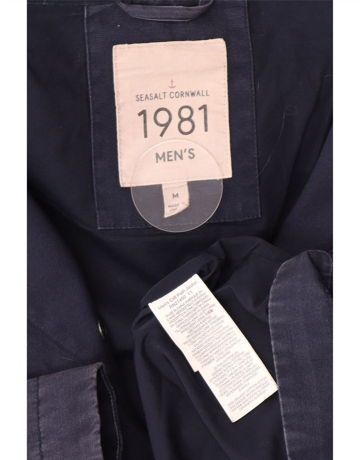 Seasalt Cornwall Mens Hooded Utility Jacket UK 38 Medium Navy Blue Cotton