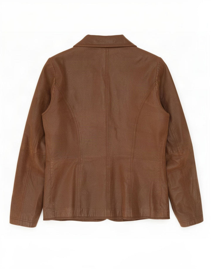 Paco Womens 2 Button Leather Blazer Jacket UK 10 Small Brown