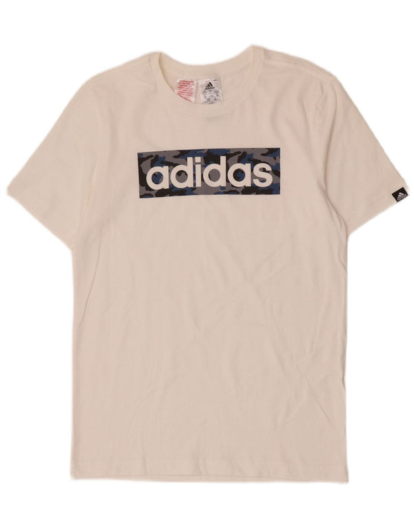 Adidas Boys Graphic T-Shirt Top 13-14 Years White Cotton