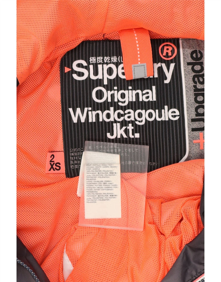 SUPERDRY Womens Windcagoule Oversized Rain Jacket UK 2 2XS Multicoloured