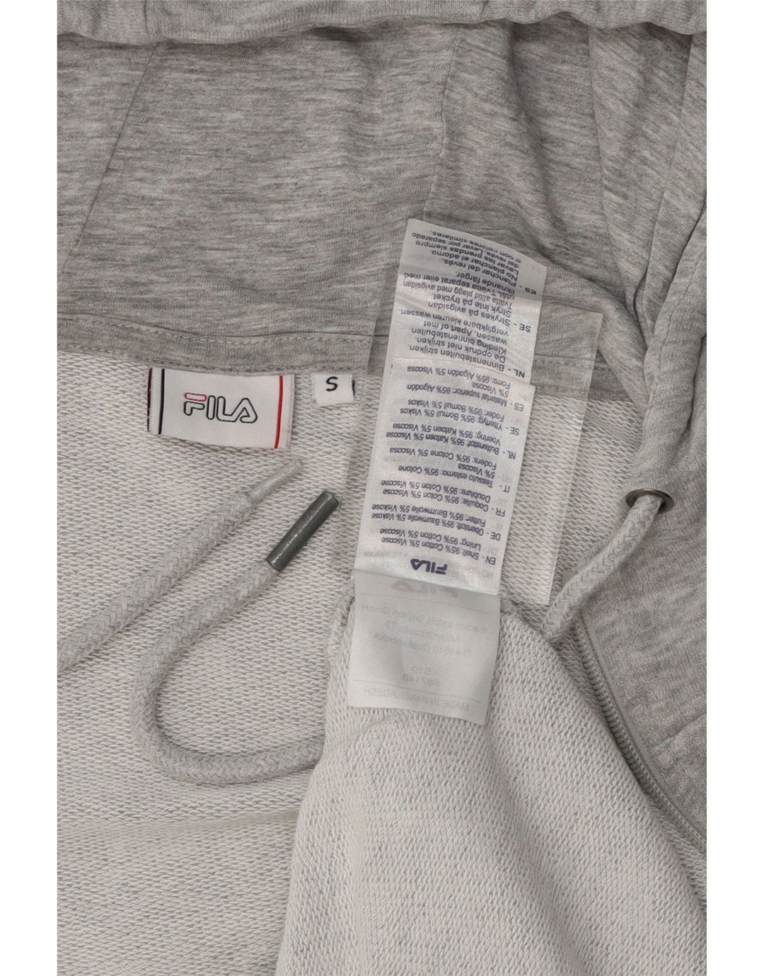 FILA Mens Graphic Hoodie Jumper Small Grey Viscose Vintage Fila and Second-Hand Fila from Messina Hembry 