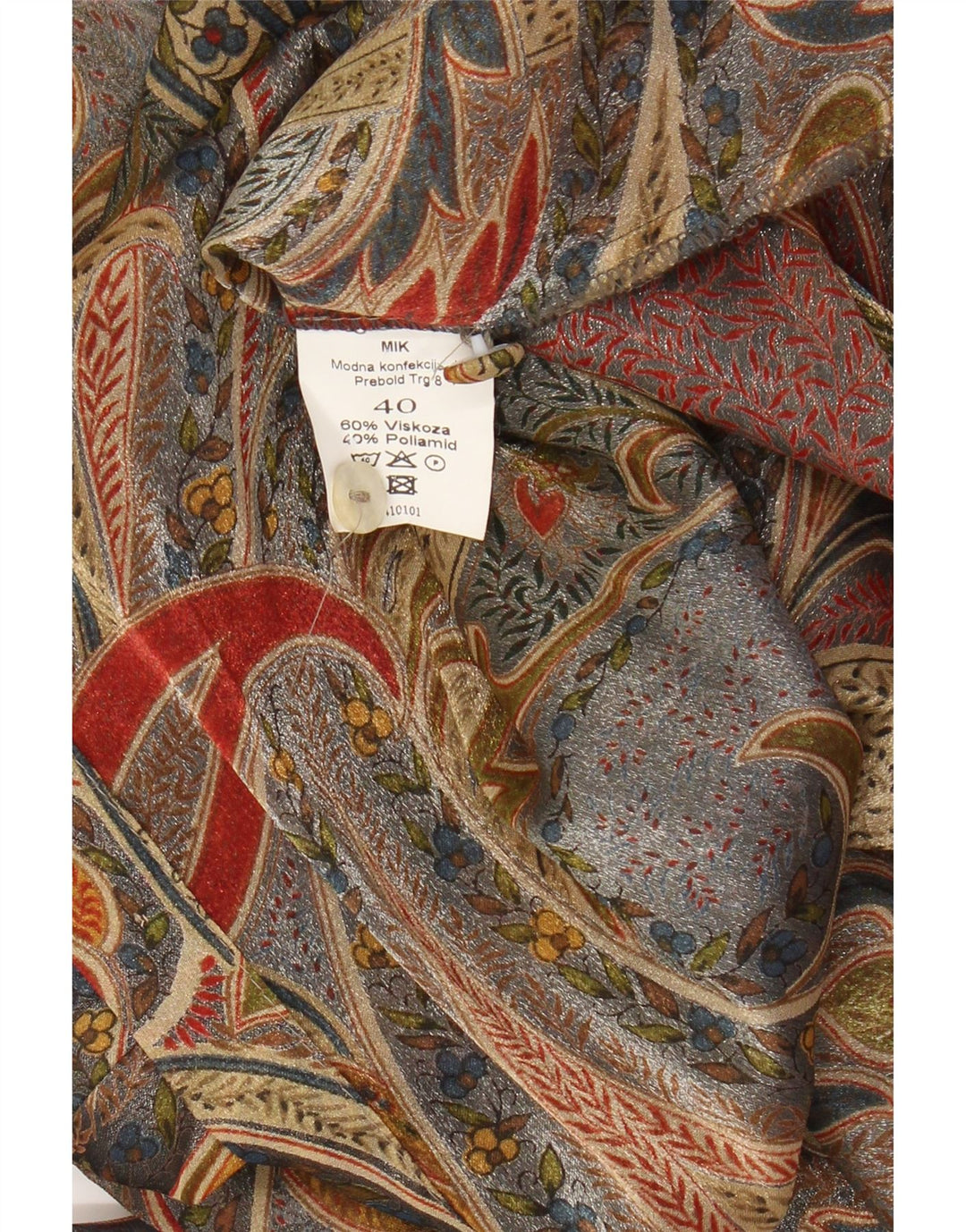 VINTAGE Womens Longline Shirt Blouse EU 40 Medium Beige Paisley Viscose