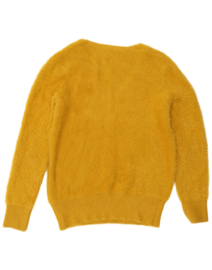 Marks & Spencer Womens V-Neck Jumper Sweater UK 14 Medium Yellow Polyamide