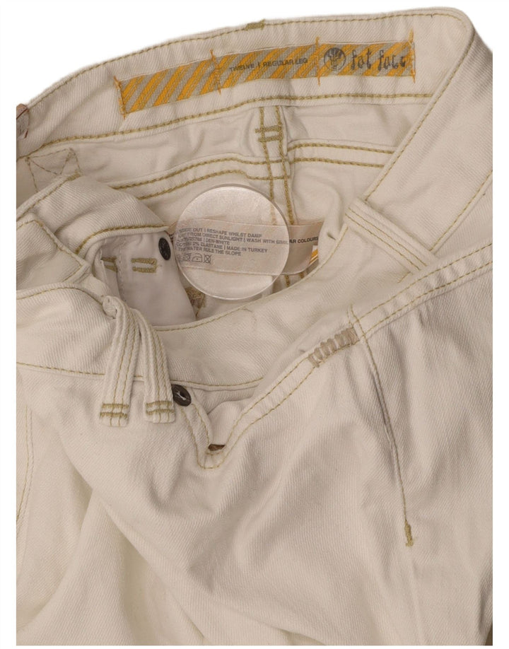 FAT FACE Womens Low Waist Straight Jeans UK 12 Medium W32 L31 White