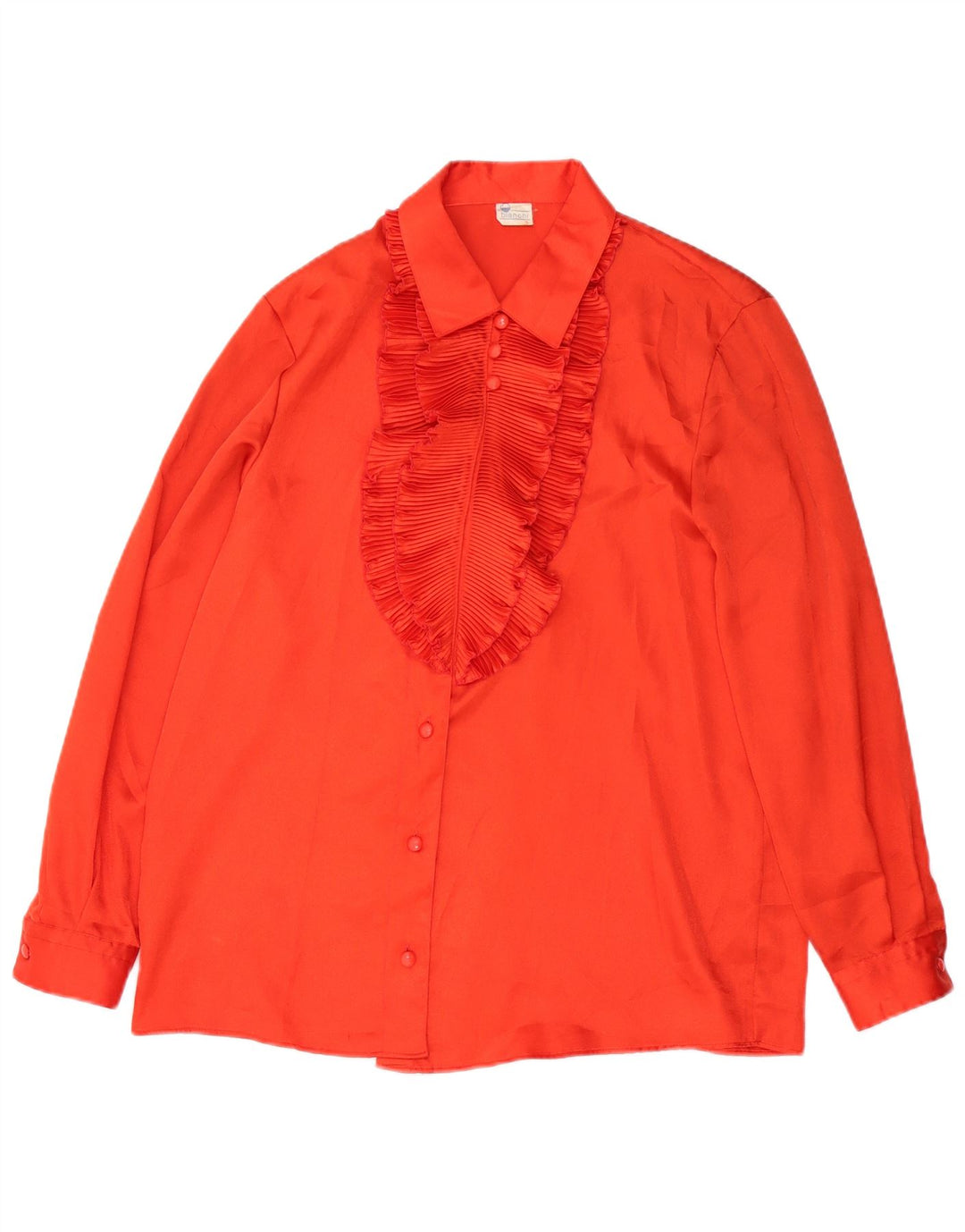 BIANCHI Womens Ruffle Front Shirt Blouse UK 18 XL Red Polyester