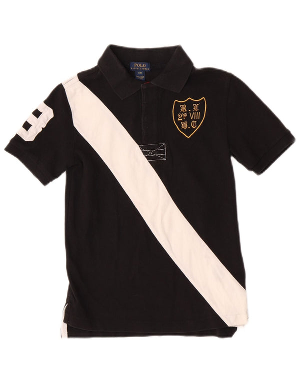 Polo Ralph Lauren Boys Graphic Polo Shirt 7-8 Years Small Black Colourblock