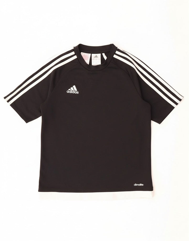 ADIDAS Boys Climalite T-Shirt Top 11-12 Years Black Polyester