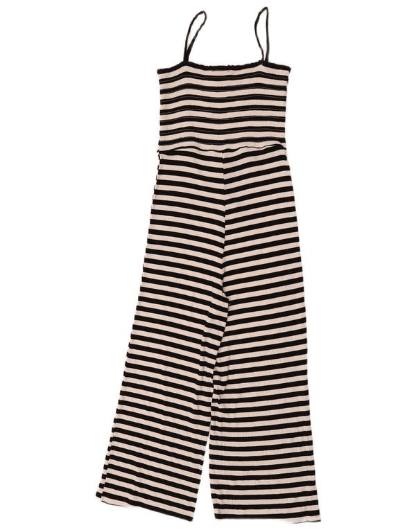 Topshop Womens Sleeveless Jumpsuit UK 10 Small Black Striped Viscose