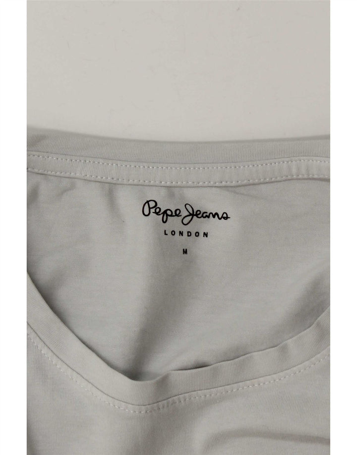 PEPE Jeans Womens Graphic Top Long Sleeve UK 14 Medium Grey