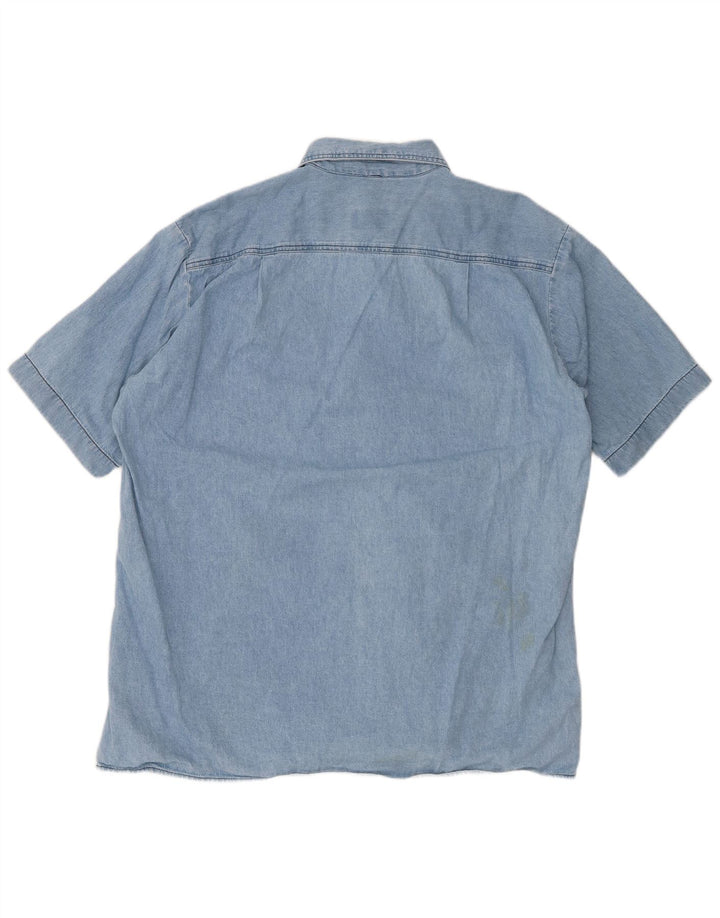 CARRERA Mens Short Sleeve Denim Shirt Size 43/44 XL Blue Cotton