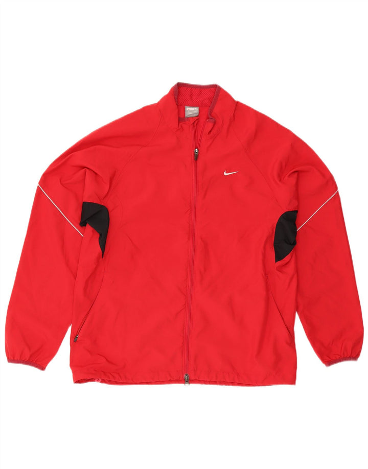 Nike Mens Tracksuit Top Jacket UK 39/41 Medium Red Colourblock Polyester