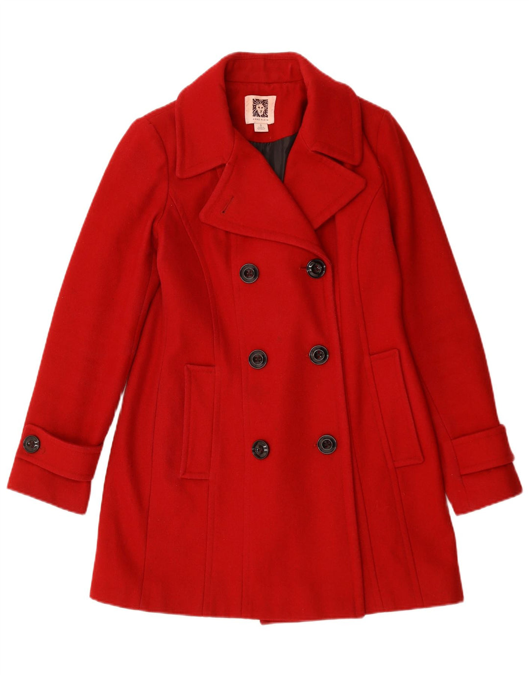 ANNE KLEIN Womens Double Breasted Coat UK 10 Small Red