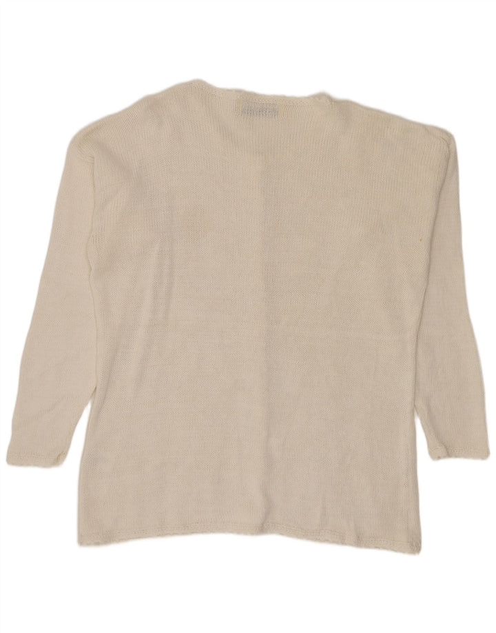 Paramour Womens Cardigan Sweater One Size White Floral Ramie