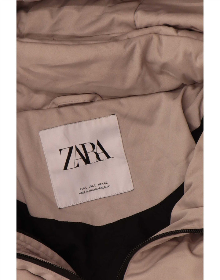 Zara Womens Hooded Padded Jacket UK 14 Large Grey Polyester