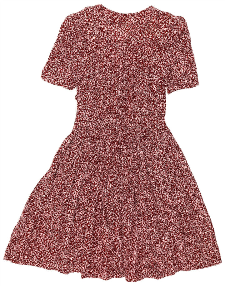 VINTAGE Womens Empire Dress UK 14 Large Burgundy Floral