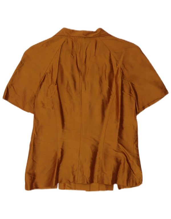 Luisa Spagnoli Womens Short Sleeve Shirt Blouse IT 44 Medium Brown Silk