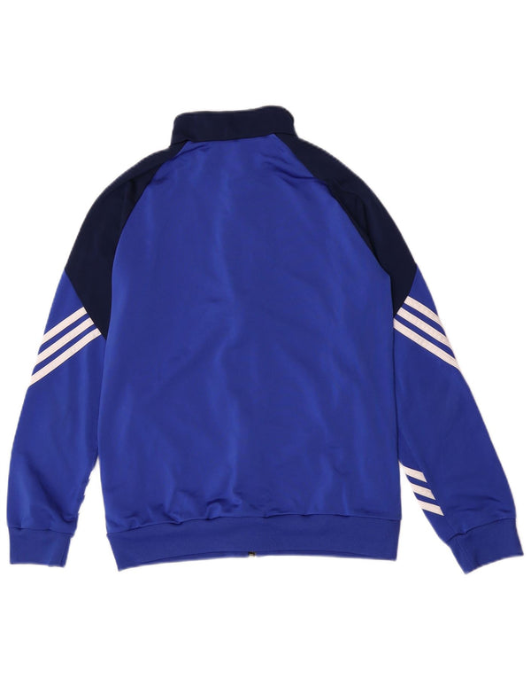 Adidas Boys Tracksuit Top Jacket 13-14 Years XL Blue Colourblock Polyester