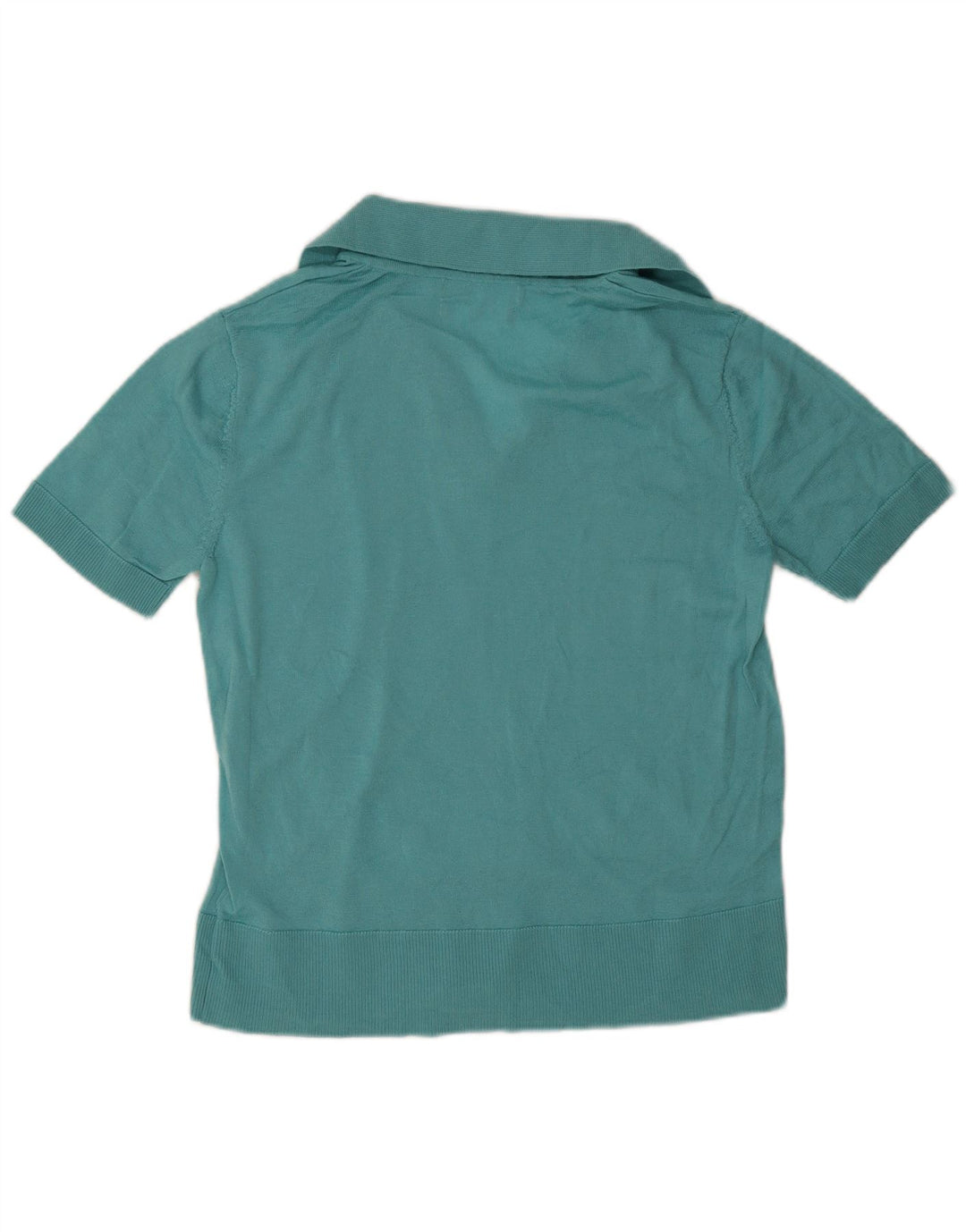 Marks & Spencer Womens Polo Shirt UK 12 Medium Blue Merino Wool