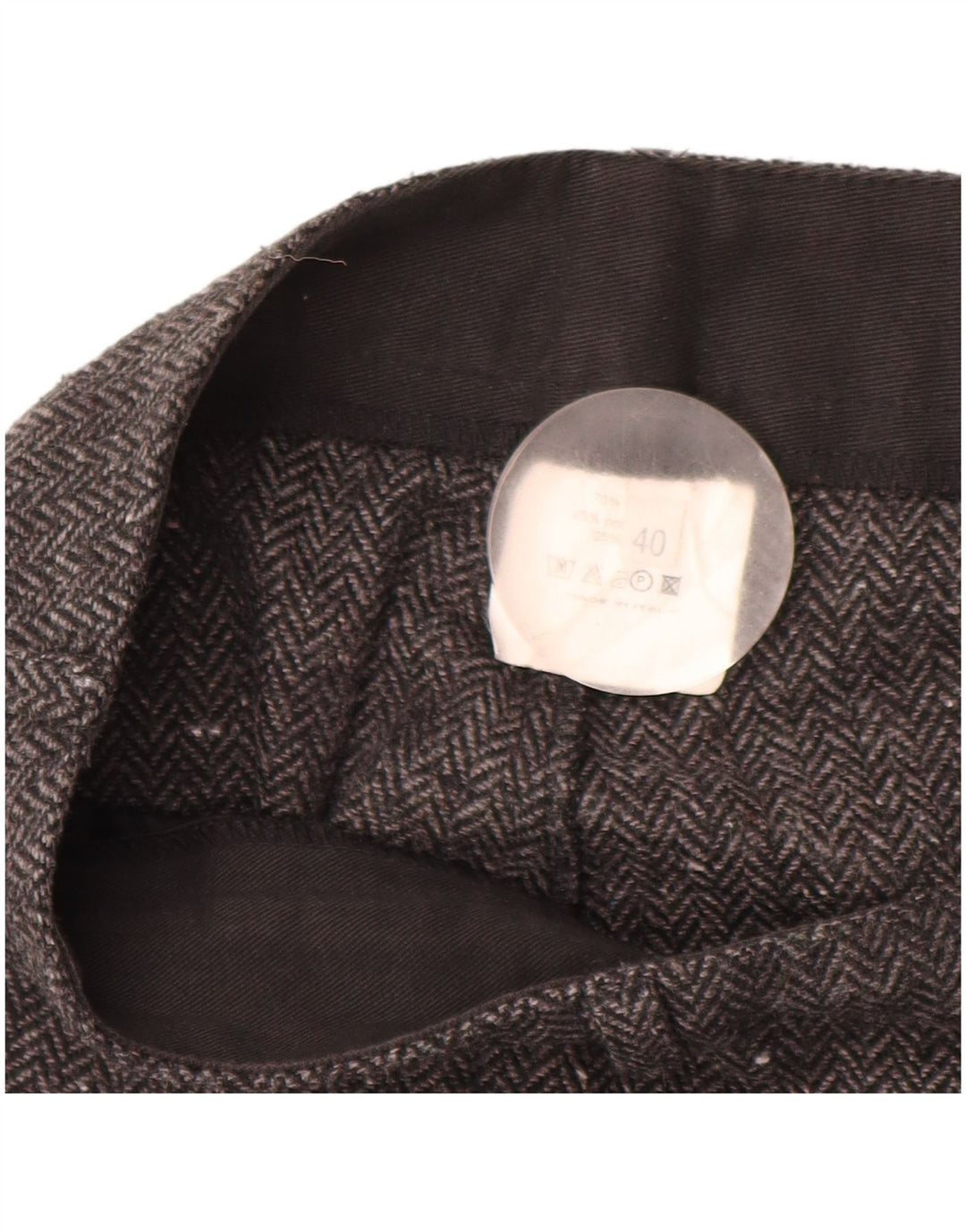 VINTAGE Womens Casual Trousers IT 40 Small W28 L32 Grey Herringbone