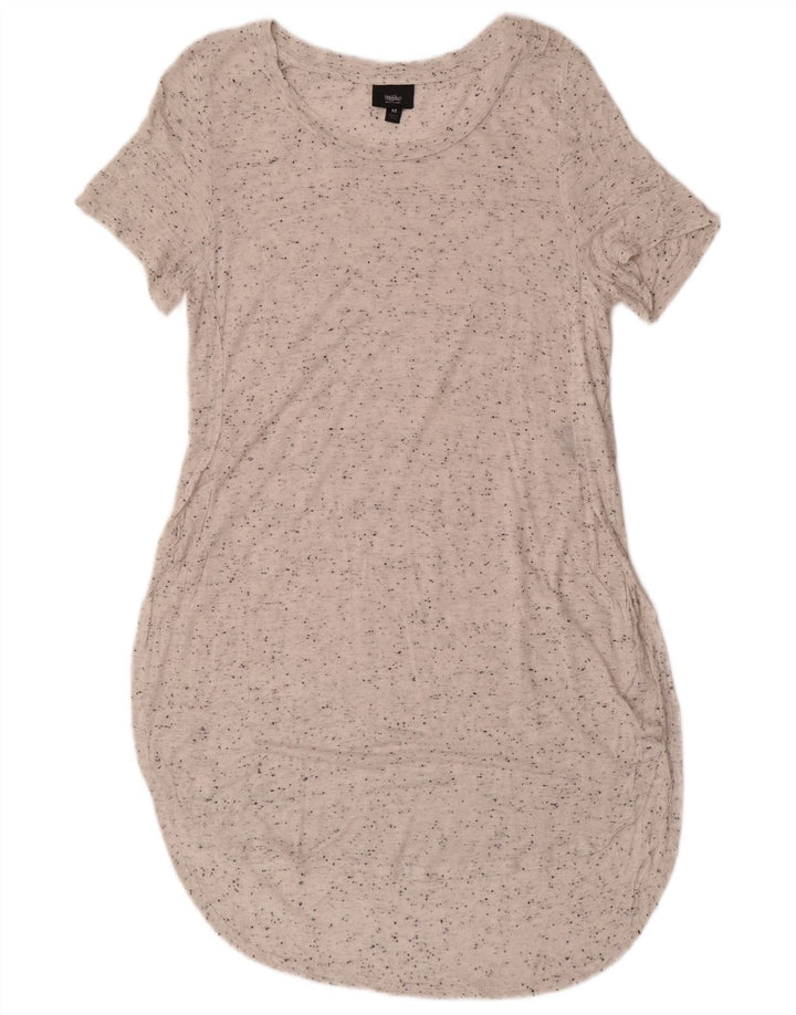 MOSSIMO Womens T-Shirt Dress UK 12 Medium White Flecked Rayon