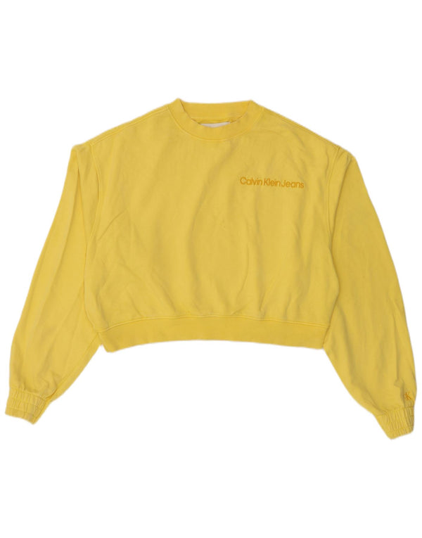 Calvin Klein Jeans Womens Oversized Sweatshirt Jumper UK 16 Large Yellow