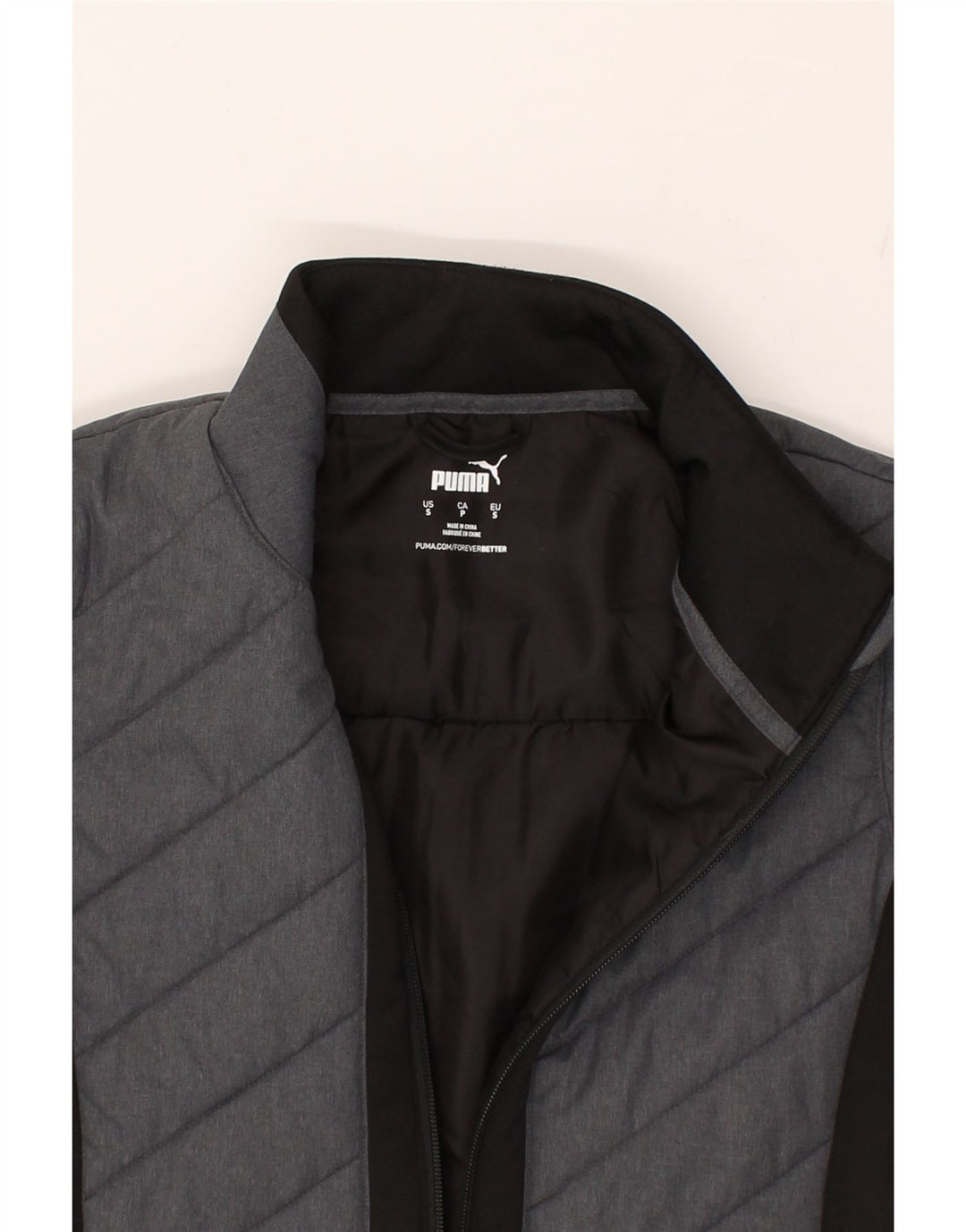 PUMA Womens Padded Jacket UK 10 Small Grey Colourblock | Vintage Puma | Thrift | Second-Hand Puma | Used Clothing | Messina Hembry 