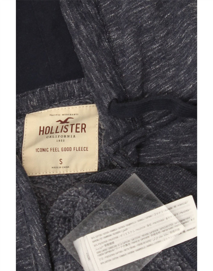 HOLLISTER Mens Zip Hoodie Sweater Small Navy Blue Flecked Cotton