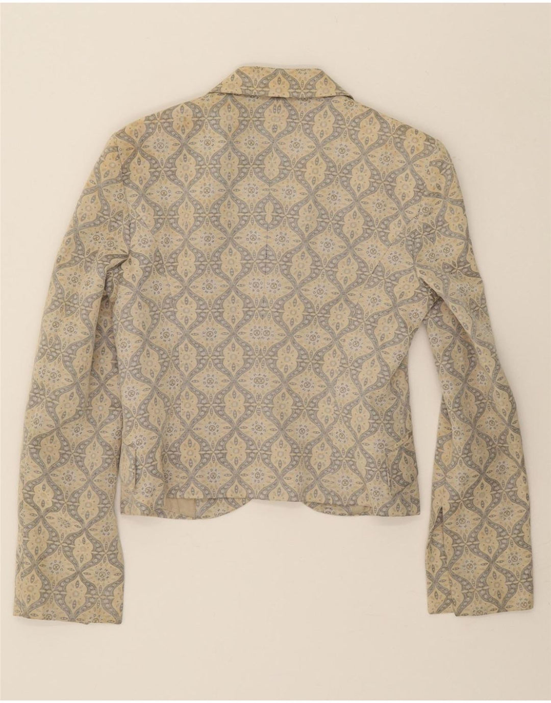 RICHMOND Womens 1 Button Blazer Jacket UK 12 Medium Beige Paisley Cotton Vintage Richmond and Second-Hand Richmond from Messina Hembry 