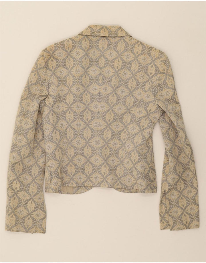RICHMOND Womens 1 Button Blazer Jacket UK 12 Medium Beige Paisley Cotton Vintage Richmond and Second-Hand Richmond from Messina Hembry 