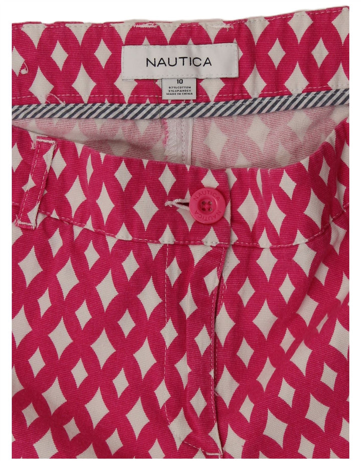 NAUTICA Womens Chino Shorts US 10 Large W32 Pink Argyle/Diamond Cotton