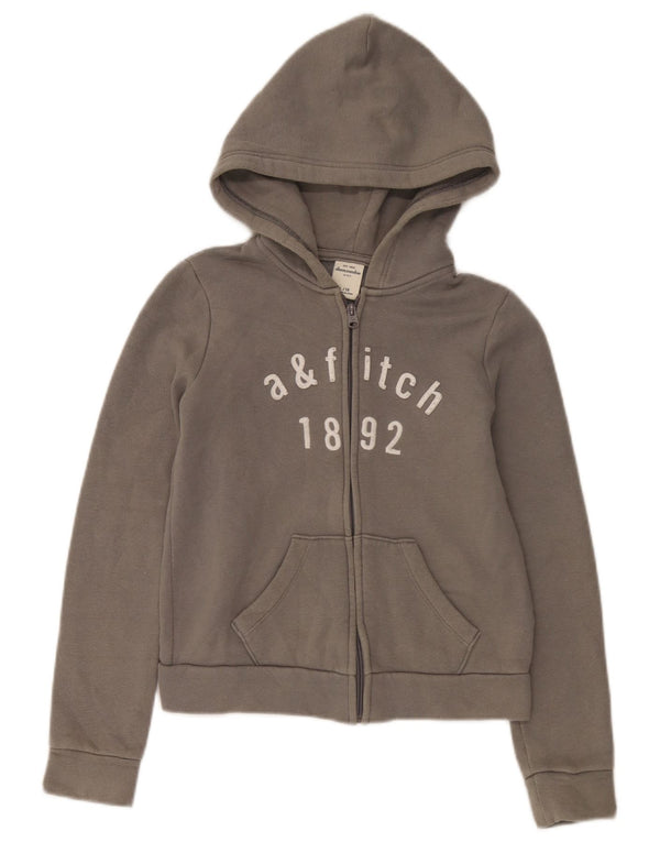 Abercrombie & Fitch Girls Crop Zip Hoodie Sweater 13-14 Years Large Grey