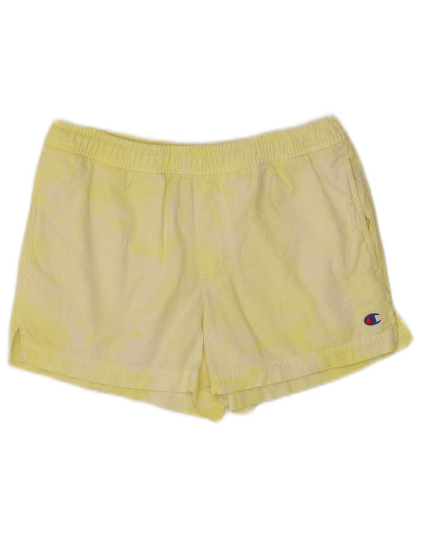 Champion Womens Sport Shorts UK 6 XS Yellow Tie Dye Cotton