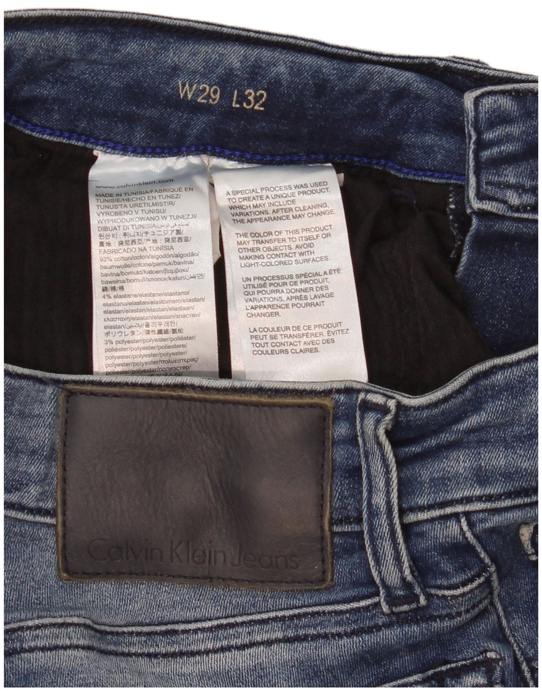 Calvin Klein Womens Slim Jeans W29 L32 Blue Cotton