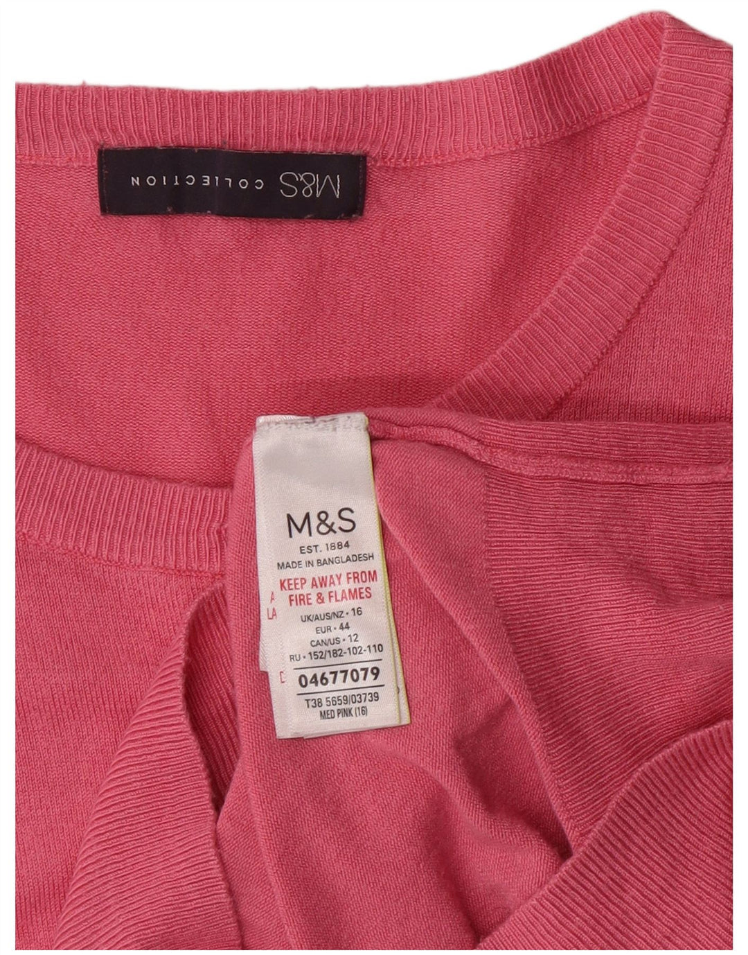 Marks & Spencer Womens Cardigan Sweater UK 16 Large Pink Viscose Classic